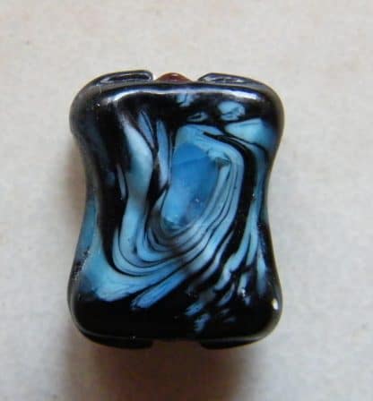 16x14mm lampwork glass hourglass beads black blue