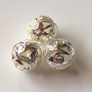 12mm Round Metal Alloy Spacer Beads Bright Silver