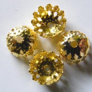 8x4mm Metal Ironwork Spacer Bead Caps - Bright Gold