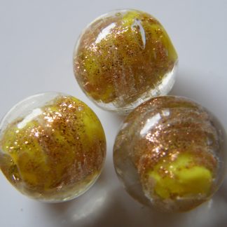 12mm round goldsand lampwork glass beads yellow