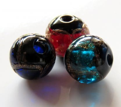 12mm Round Lampwork Glass Beads Mixed with Goldsand