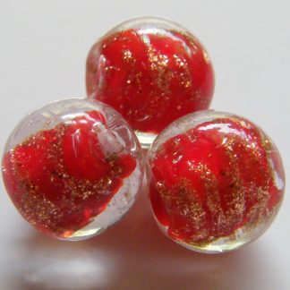 12mm round goldsand lampwork glass beads red