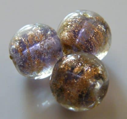 12mm round goldsand lampwork glass beads purple