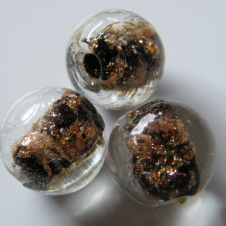 12mm round goldsand lampwork glass beads black