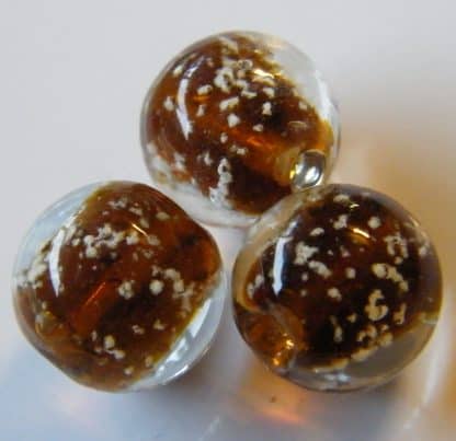 12mm glow round lampwork glass beads amber brown grade 1
