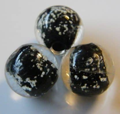 12mm glow round lampwork glass beads black grade 1