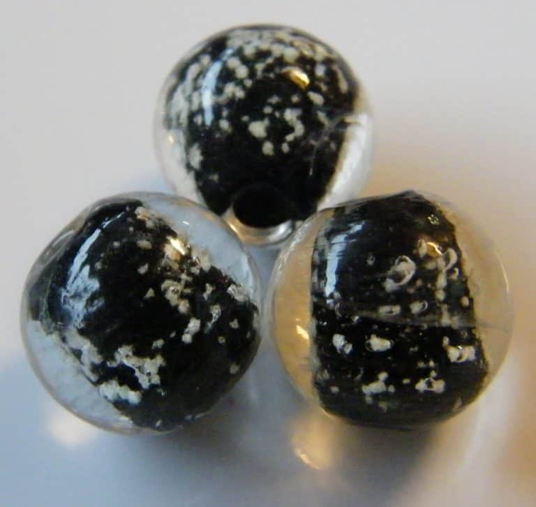 25pcs 12mm Round "Glow-in-the-Dark" Glass Beads - Black (Grade 1