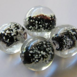 12mm glow round lampwork glass beads black