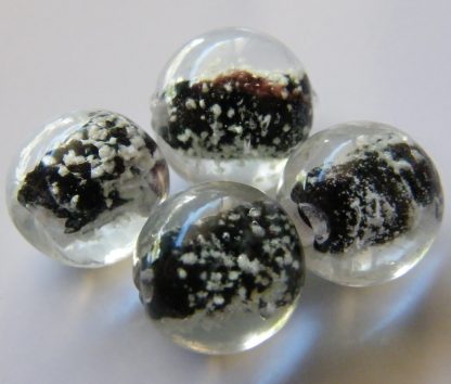 12mm glow round lampwork glass beads black