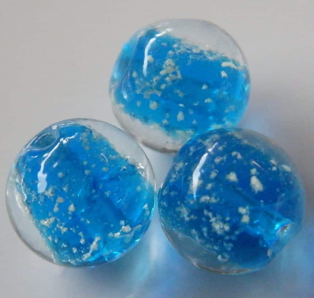 25pcs 12mm Round "Glow-in-the-Dark" Glass Beads - Bright Blue (Grade 1