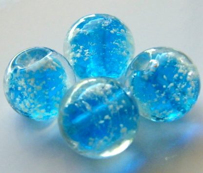 12mm glow round lampwork glass beads bright blue