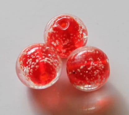 12mm glow round lampwork glass beads bright red grade 1