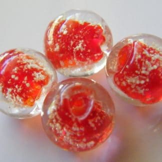 12mm glow round lampwork glass beads bright red