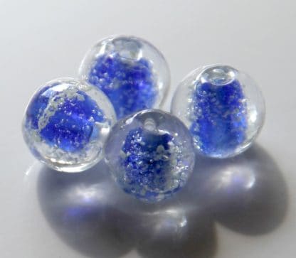 12mm glow round lampwork glass beads sapphire blue