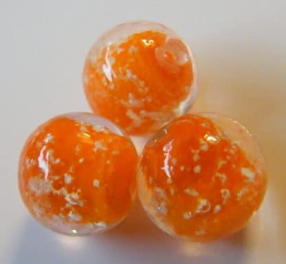 12mm glow round lampwork glass beads opaque orange grade 1