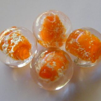 12mm glow round lampwork glass beads orange
