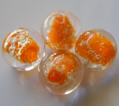 12mm glow round lampwork glass beads orange