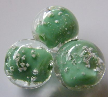 12mm glow round lampwork glass beads opaque green grade 1