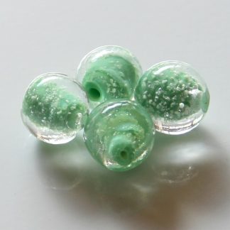 12mm glow round lampwork glass beads green