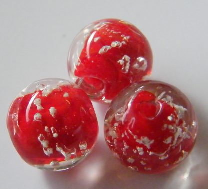 12mm glow round lampwork glass beads opaque red grade 1