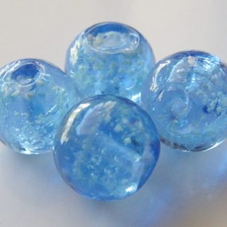 12mm glow round lampwork glass beads pale blue