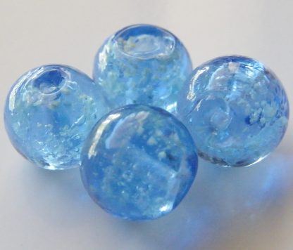 12mm glow round lampwork glass beads pale blue