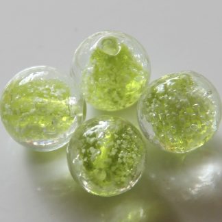 12mm glow round lampwork glass beads peridot green