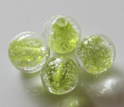 12mm glow round lampwork glass beads peridot green