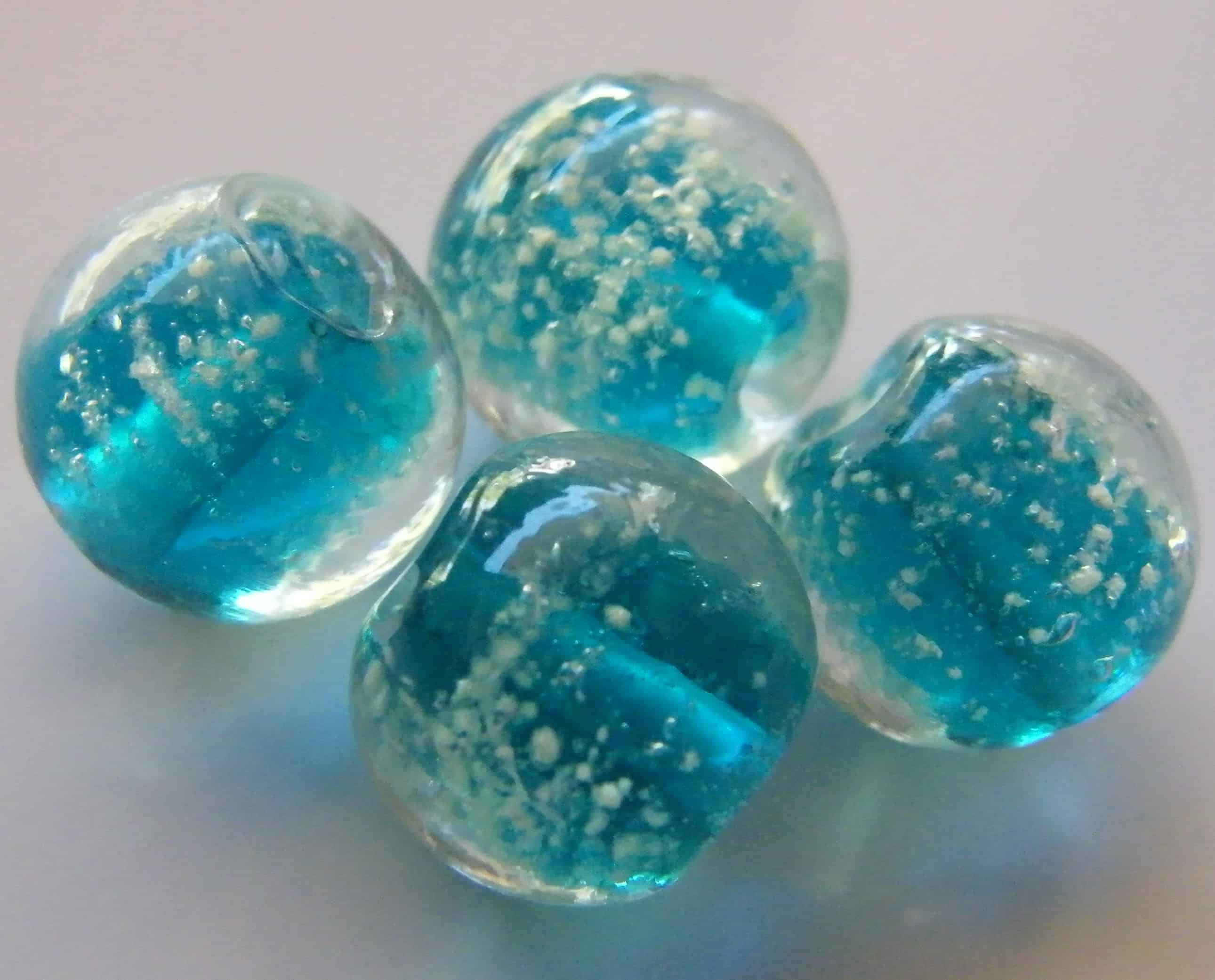 25pcs 12mm Round "Glow-in-the-Dark" Glass Beads - Turquoise | BeadsForEwe