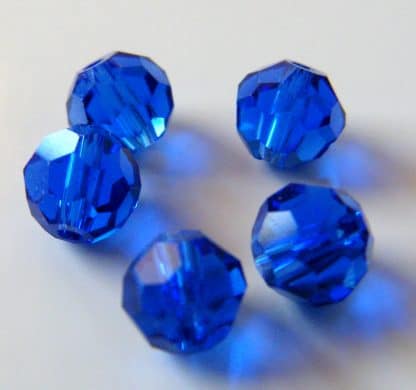 6mm Faceted Round Crystal Beads Sapphire Blue