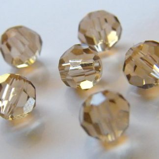 6mm Faceted Round Crystal Beads Pale Smoky Topaz