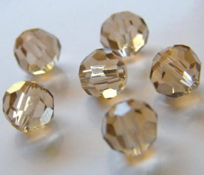 6mm Faceted Round Crystal Beads Pale Smoky Topaz