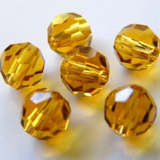 6mm Faceted Round Crystal Beads Amber