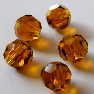 6mm Faceted Round Crystal Beads Amber Brown