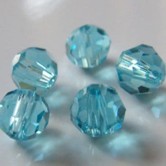 6mm Faceted Round Crystal Beads Bright Aqua