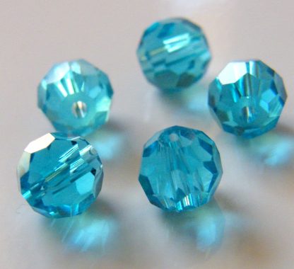 6mm Faceted Round Crystal Beads Bright Blue