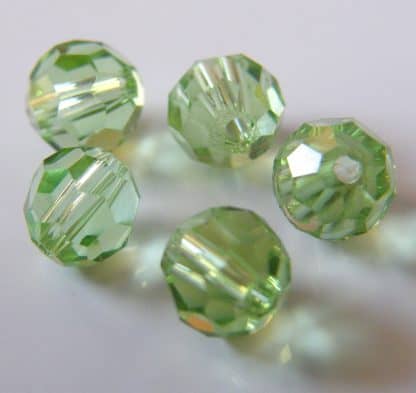 6mm Faceted Round Crystal Beads Bright Green