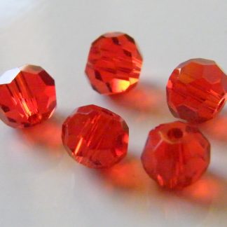 6mm Faceted Round Crystal Beads Bright Red