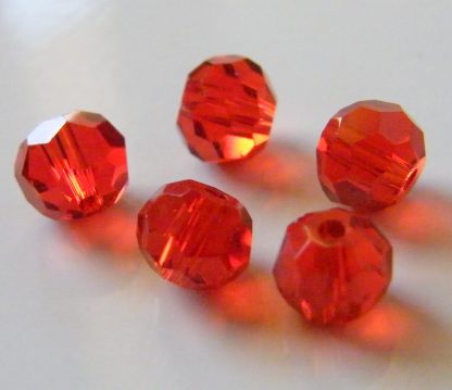 6mm Faceted Round Crystal Beads Bright Red