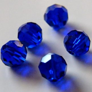 6mm Faceted Round Crystal Beads Cobalt Blue