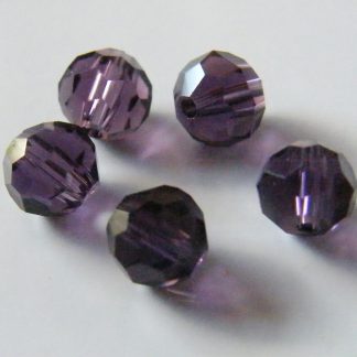 6mm Faceted Round Crystal Beads Dark Amethyst