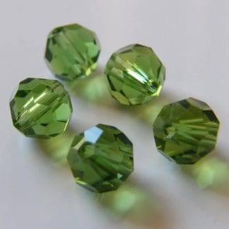 6mm Faceted Round Crystal Beads Dark Green