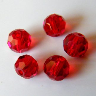 6mm Faceted Round Crystal Beads Red