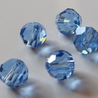 6mm Faceted Round Crystal Beads Pale Blue