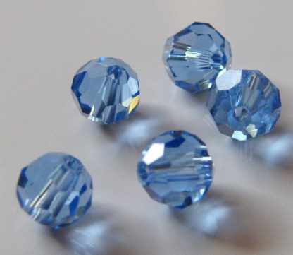 6mm Faceted Round Crystal Beads Pale Blue