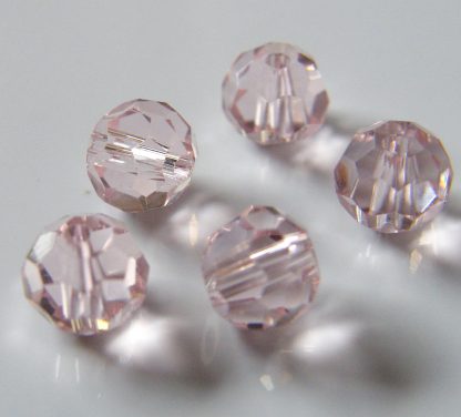 6mm Faceted Round Crystal Beads Pale Pink