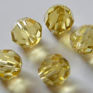 6mm Faceted Round Crystal Beads Pale Topaz