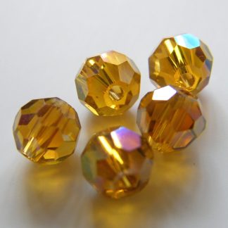 6mm Faceted Round Crystal Beads Amber AB
