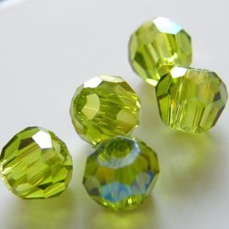 6mm Faceted Round Crystal Beads Bright Green AB