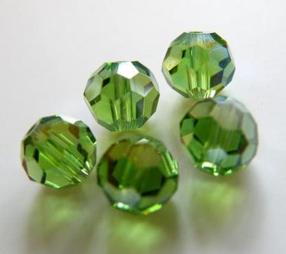 6mm Faceted Round Crystal Beads Green AB